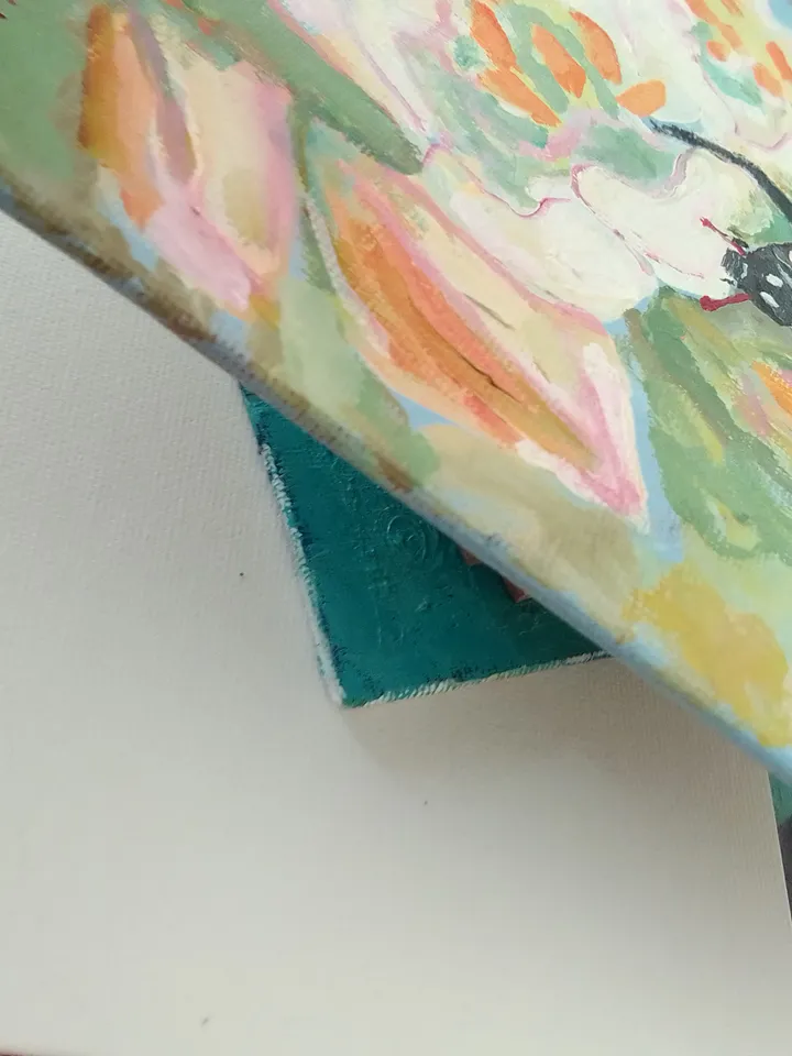 Ladybug Painting Original Art Animal Flower Painting Floral Small Art Insect