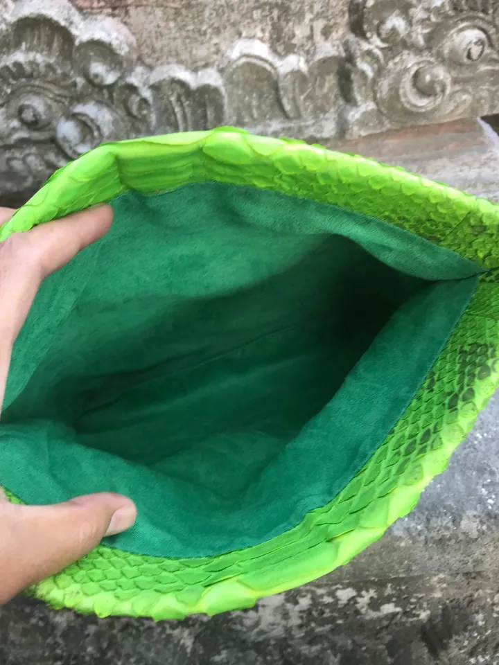 Genuine python skin bright green envelope clutch| Foldover Woman Summer Purse | Elegant Classy Clutch bag | Snakeskin small bag