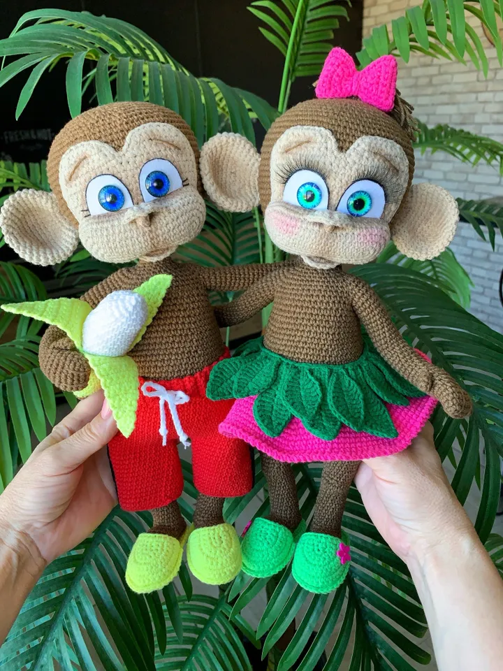 Digital Download - PDF. 2 Crochet Patterns Monkeys. DIY amigurumi toy tutorial.