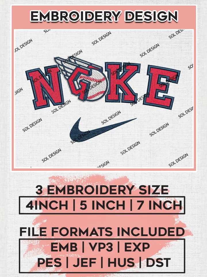 Nik.e Cleveland Guardians Team Logo Embroidery Design, MLB Team Embroidery files, Cleveland Guardians Baseball Team, MLB Guardians Team, Digital Download