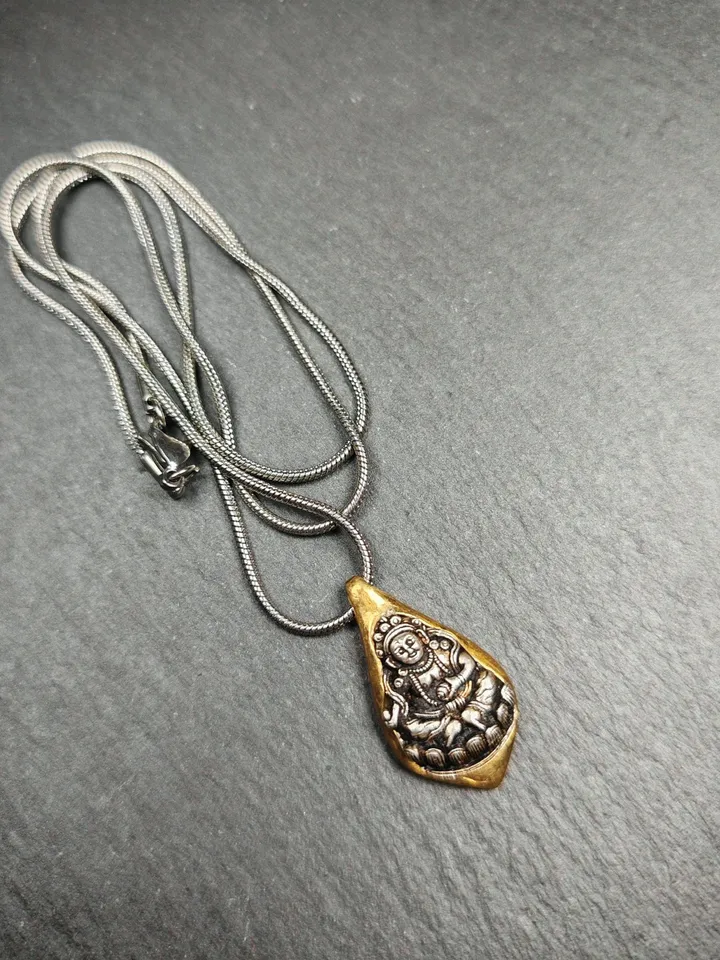 Gandhanra Handmade Tibetan Buddhist Amulet Necklace | Yellow Jambhala Protection Necklace for Wealth | Unique Spiritual Jewelry