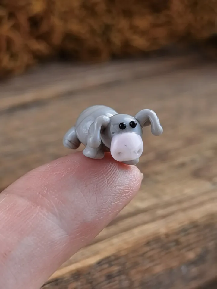 GLASS FIGURINES Donkey figurine Glass Donkey Miniature Donkey tiny Donkey Tiny glass animals Farm animals Terrarium figurines Nativity