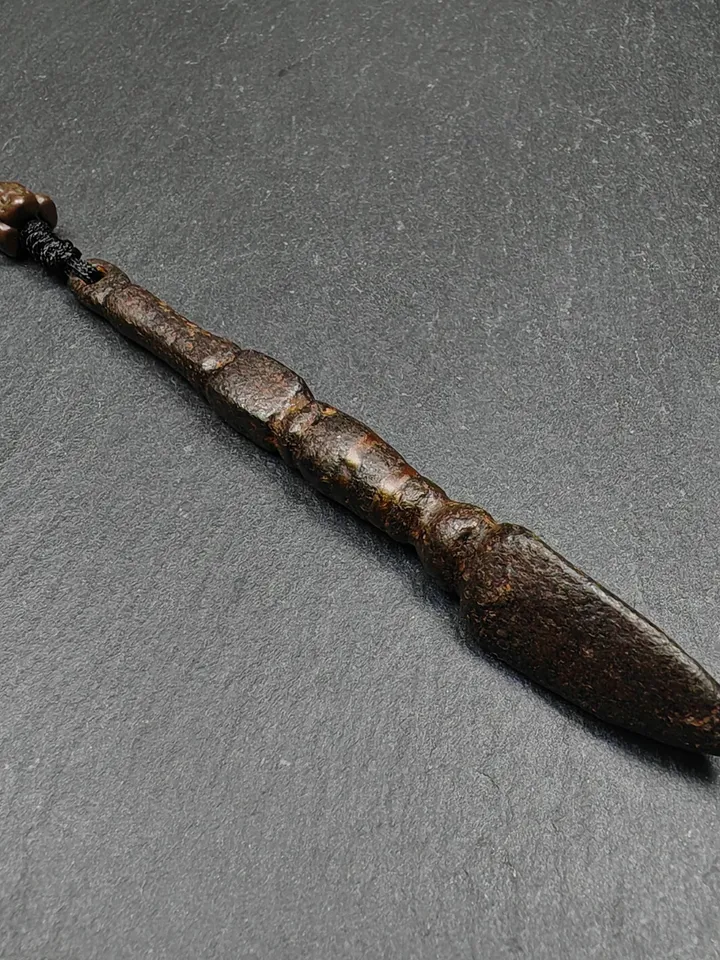 ONLE 1 - Gandhanra Authentic Old Phurba Amulet - Tibetan Ritual Kila Pendant - Made of Thokcha - 76mm Length