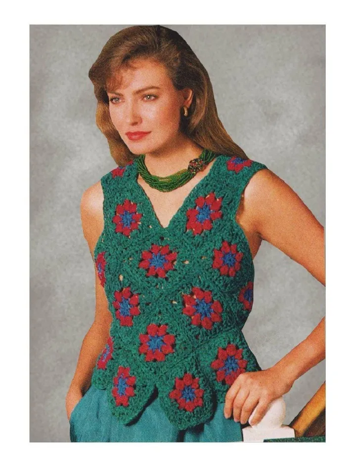 Top granny squares, top easy crochet pattern, summer women top pdf instant download