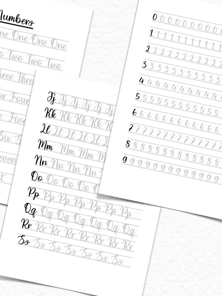 Digital Calligraphy Worksheets with Fine Brush Pen - 21 Pages