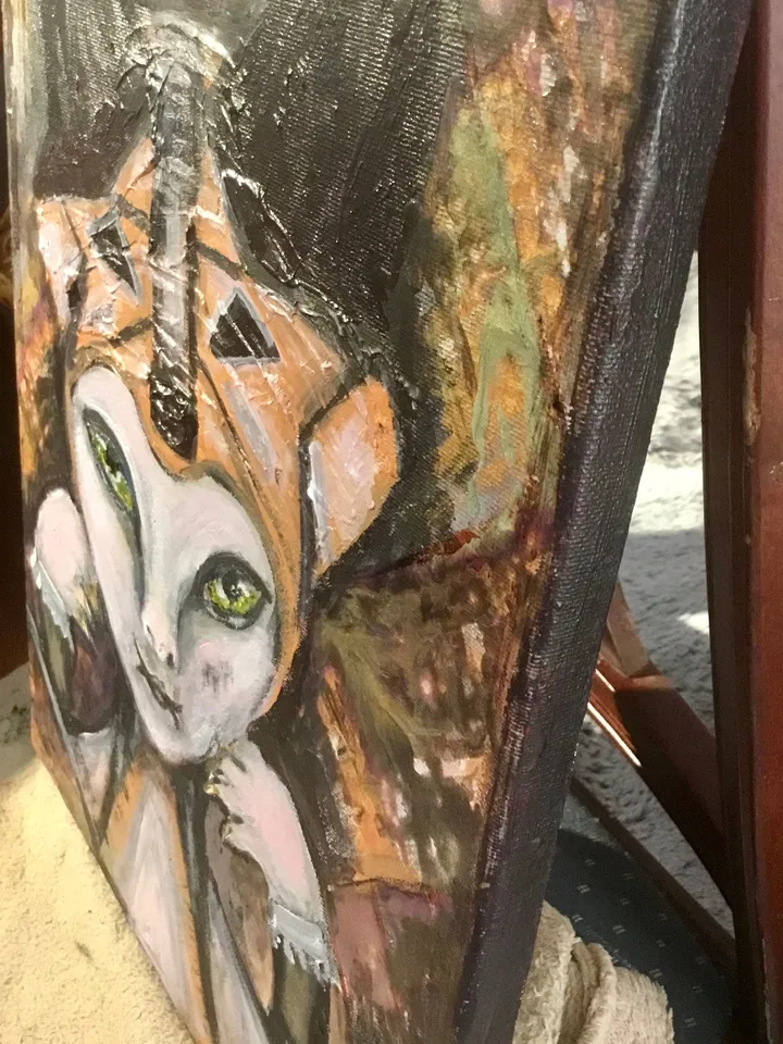 Woman fennec fox,original mix media painting on canvas,one of a kind,fantasy woman painting,one of a kind home decoration