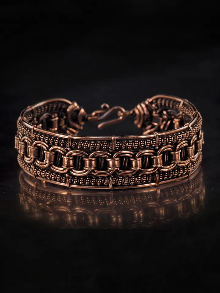 Woven copper wire bracelet Antique style handcrafted copper jewelry Unique gift