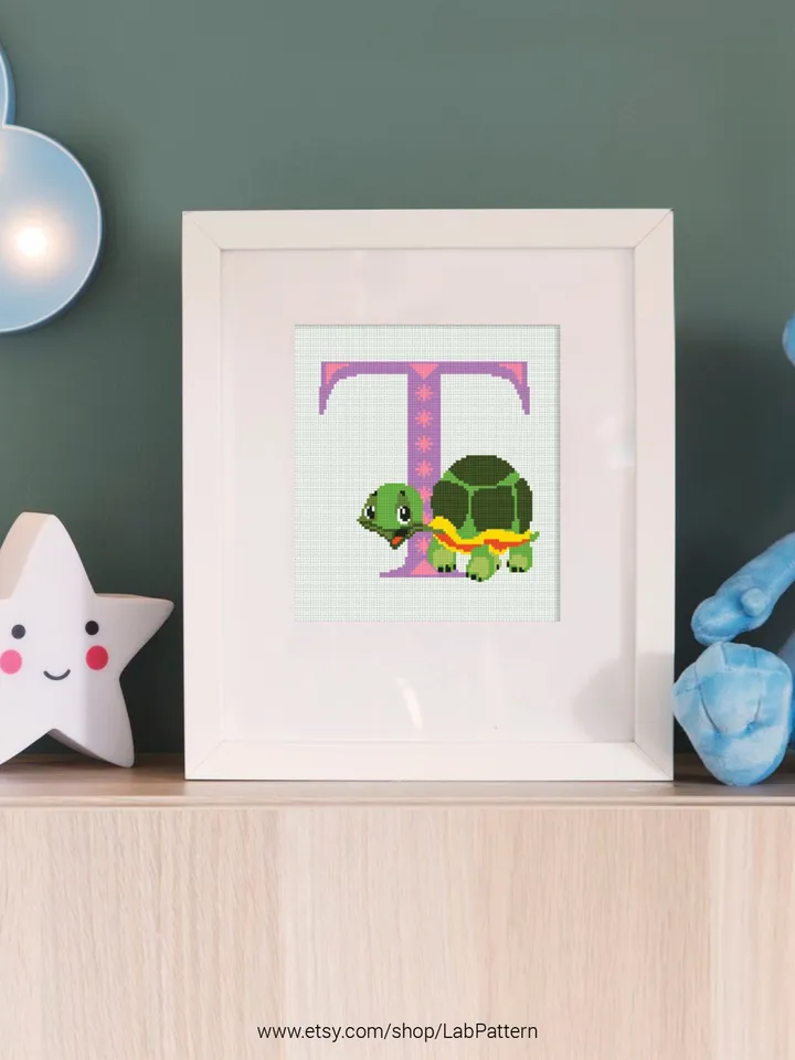 Letter T  Turtle ABC  Cross stitch pattern | Embroidery Pattern | Instant Download | Embroidery Designs