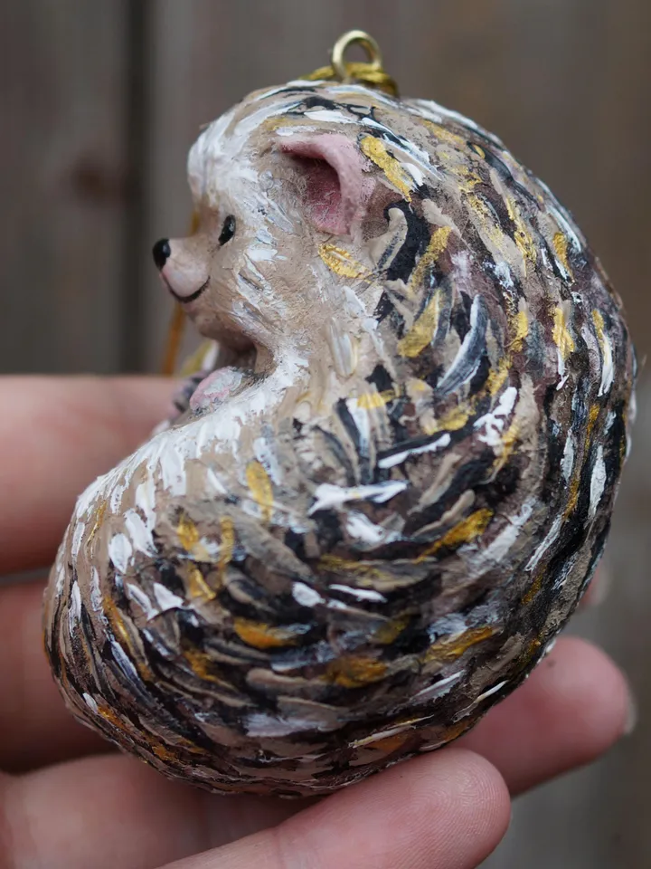 Spun cotton hedgehog ornament, cute hedgehog, made to order