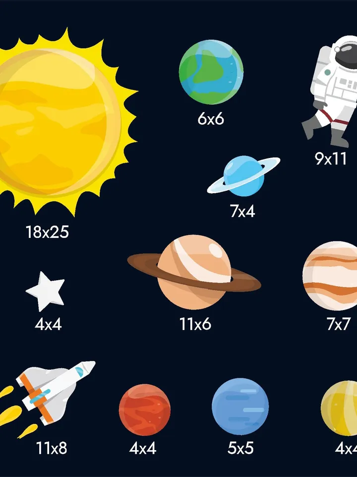 Planets Wall Decal Space Stickers Cosmos Peel and stick el1