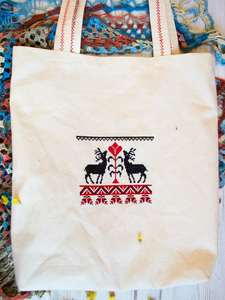 Bag shopper hand embroidery traditional ornament