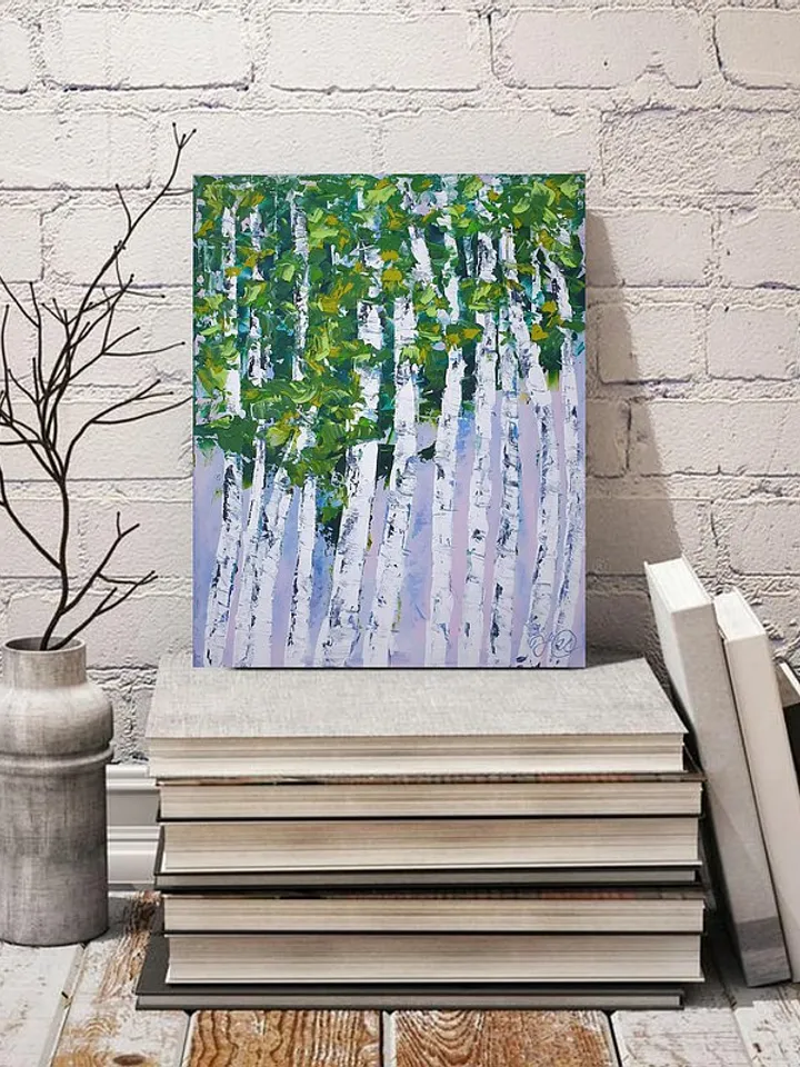 Birch Painting Tree Original Art Forest Wall Art Aspen Painting Oil Impasto Art