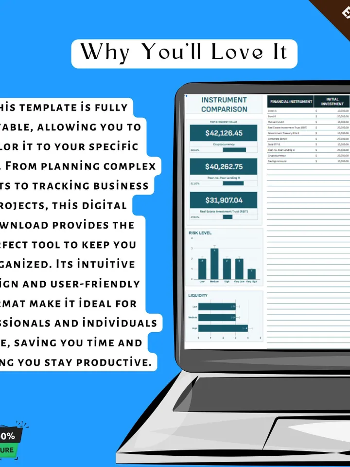 Financial Instrument Comparison Template, Editable Google Sheets, Digital Download for Investment Analysis & Decision-Making