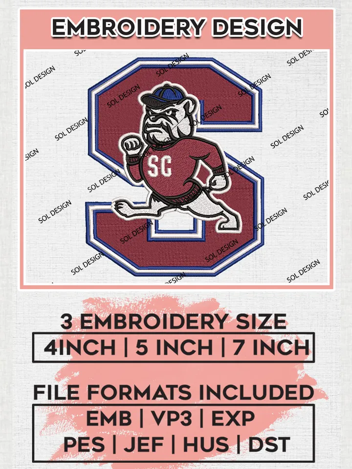 South Carolina State Bulldogs College Football Team Mascot Logo embroidery designs, NCAA South Carolina State Bulldogs Logo Machine embroidery designs, NCAA Team Logo embroidery designs, NCAA Game Day Machine embroidery designs, Digital Download