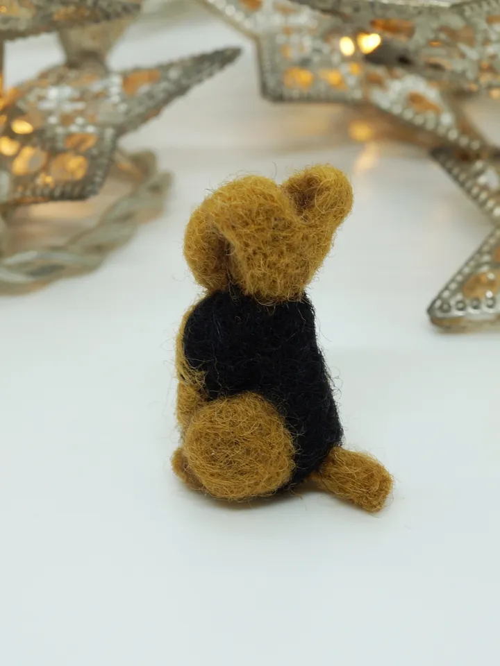 Tiny needle felted airedale terrier, miniature felted pet, dog portrait, Bingley waterside terrier, made to order