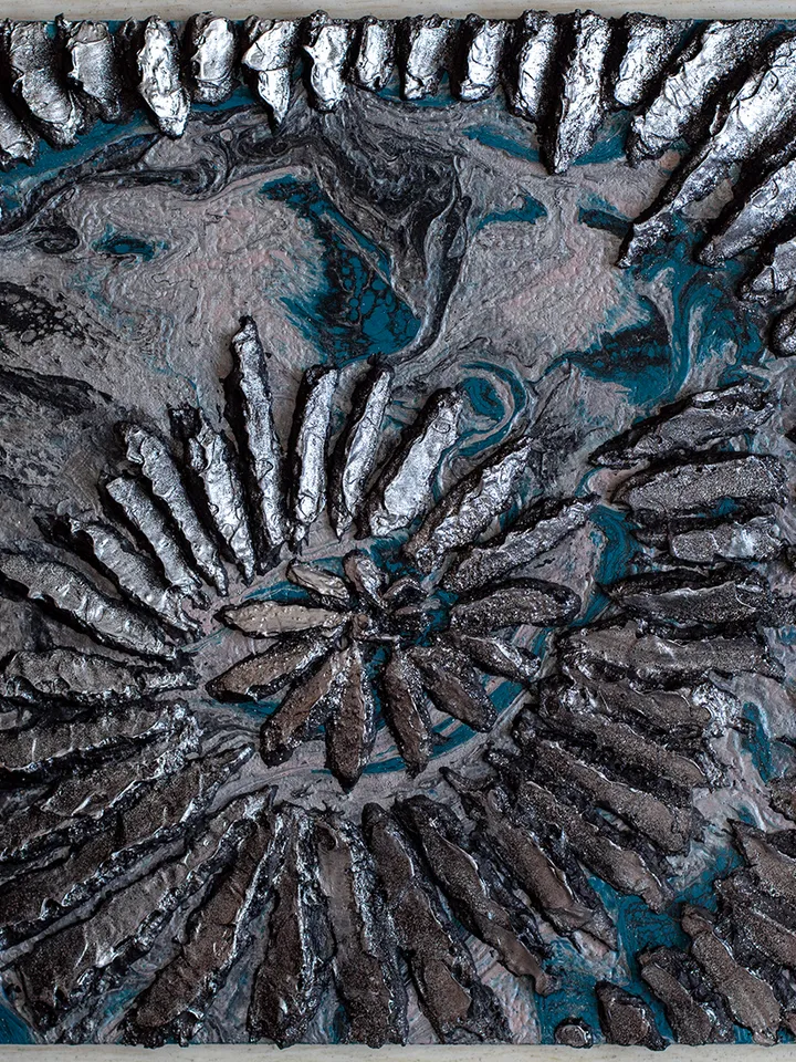 Waterscape wall art | Modern Abstract Sea Dragon Painting | 3D Effect Acrylic Art on MDF Board | Handmade Artwork | Blue Square painting