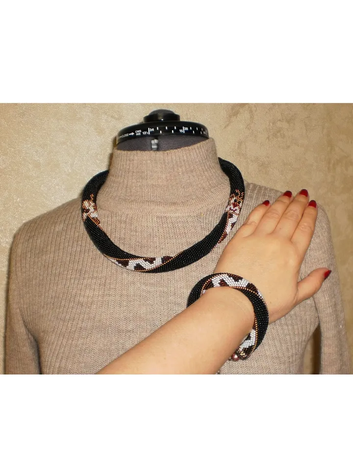 PDF Bead Crochet Pattern , Pattern for «Giraffe» Ropes Necklace and Bracelet