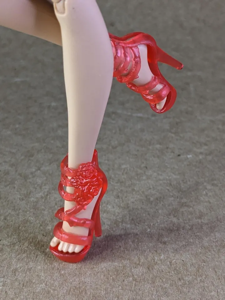 Red transparent sandals with high heels for 10.5 inch female dolls (MH, EAH)