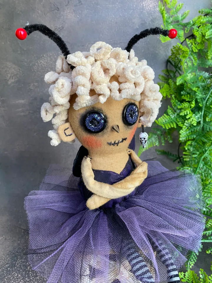 Halloween doll . Handmade cloth moth .