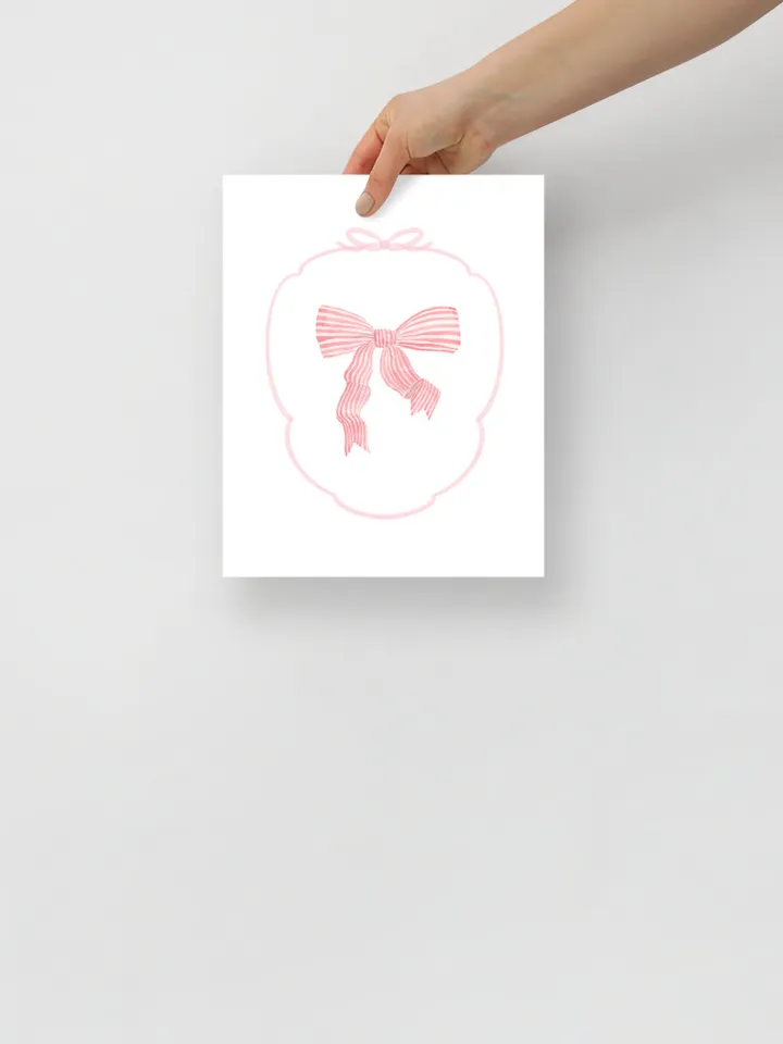 Pink Bow Watercolor Painting ,Set Of 4, Wall Art Prints
