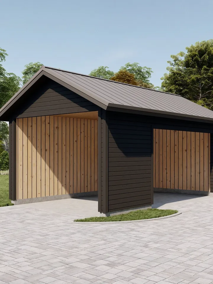 12' x 20' Wood Carport Plans , Gable Roof Garage Building Blueprints