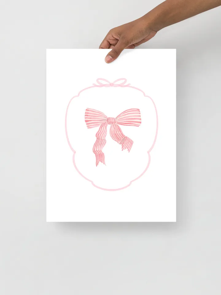 Pink Bow Set Of 4 Watercolor Painting, Love Shack Fancy, Preppy Girls Gift, Baby Bow Art, Nursery Decor, Watercolor Bow, Little Girl Nursery