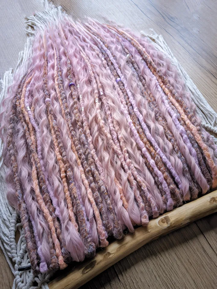 Ready to ship Full set of dreadlock extensions Pastel Double Ended dreads with curls and accessories