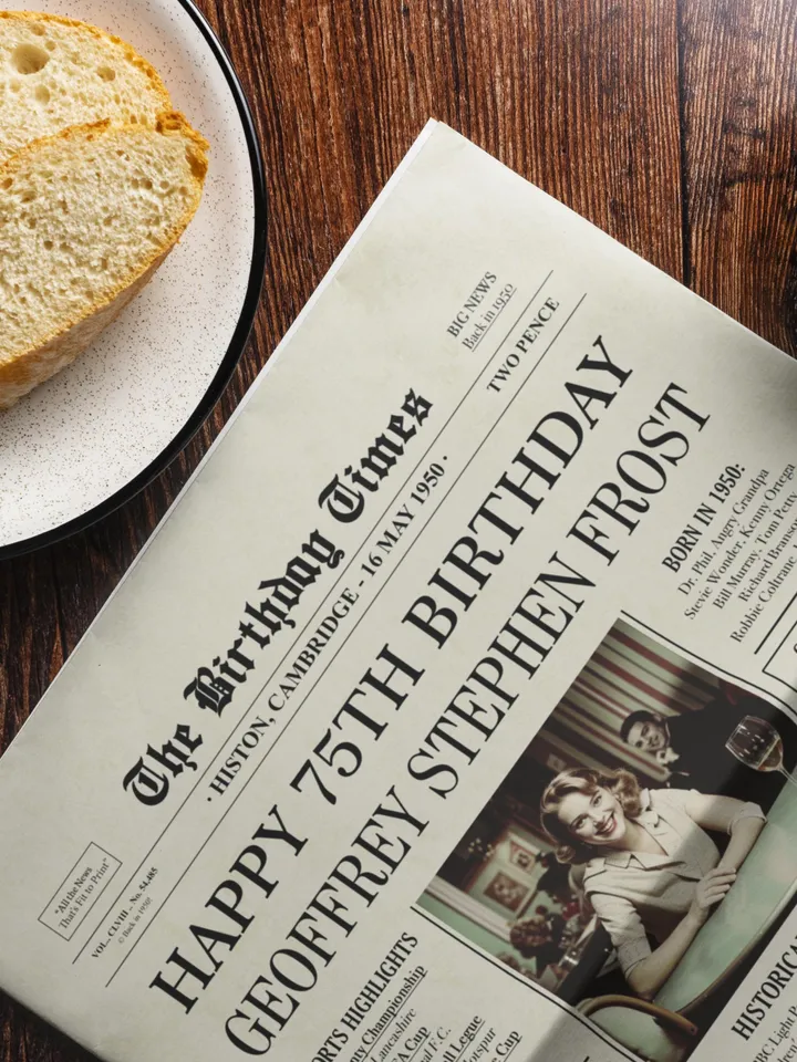 75th birthday gifts for women or men, 75th birthday newspaper poster, 75th birthday decorations, gift for 75 year old, back in 1950 uk