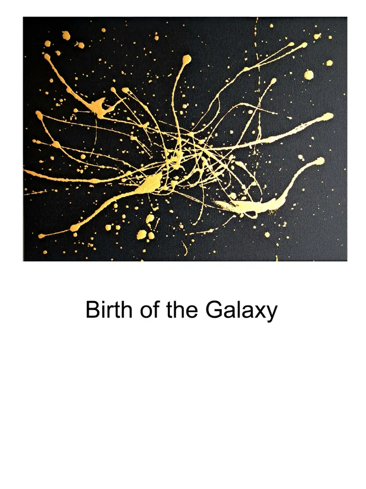 "Birth of the Galaxy" interior oil painting on canvas gold and black abstraction modern art