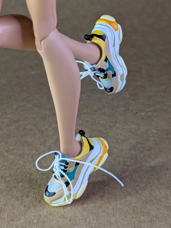 Beige, Green & Yellow sneakers for 11 inch female dolls (MH g1, g2, g3 or EAH)