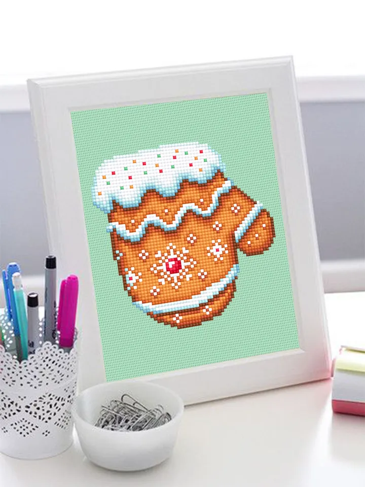 Christmas mitten gingerbread cross stitch pattern download PDF, Christmas gingerbread decor, Small Christmas pattern digital PDF #N141