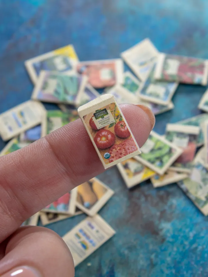 TEMPLATE Miniature seed packets 60 pcs for 1:12 scale dollhouse