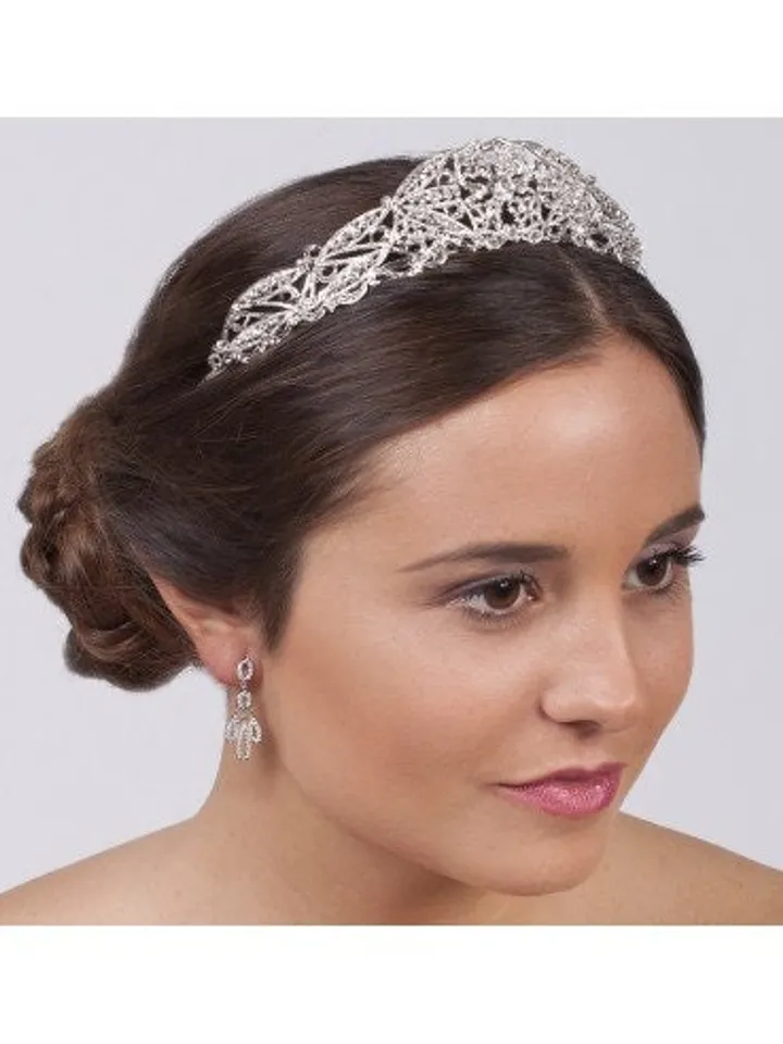 Tiara de boda de cristal Swarovski Art Déco para novia
