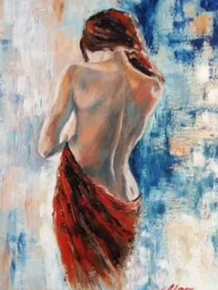 Painting on canvas “A modest girl”, oil, size 30x40 cm