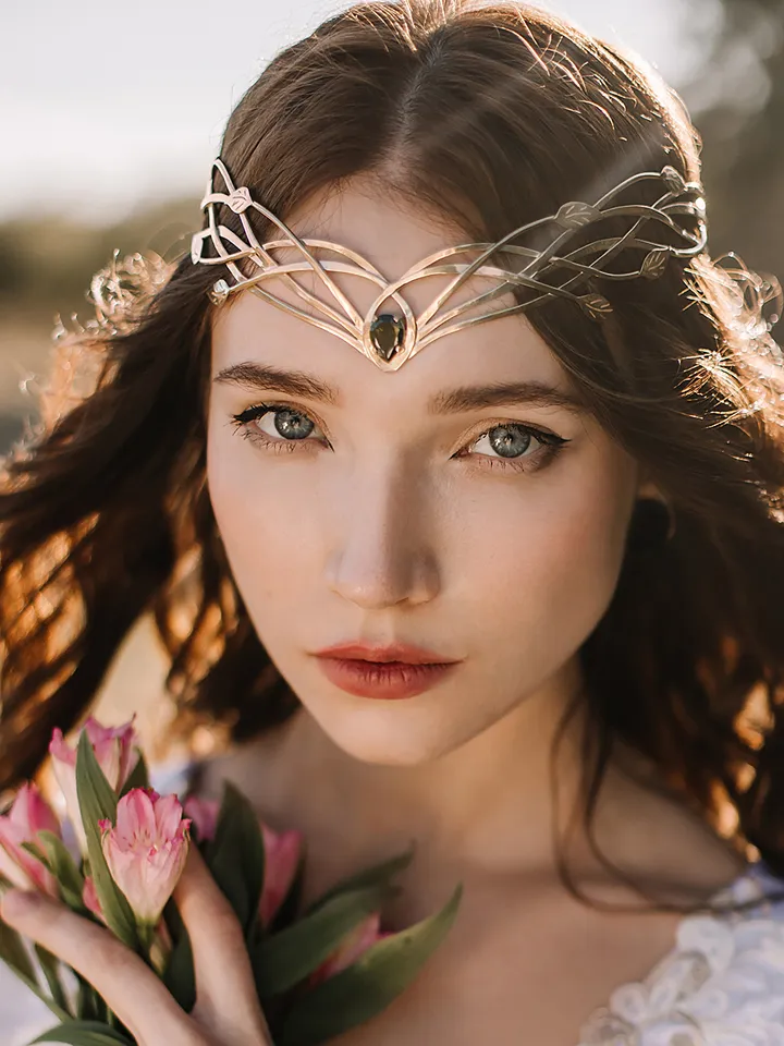 Tiara for wood nymph from branches and leaves Crown of Forest dryad Silver diadem, fantasy fairy elven Princess Palurien