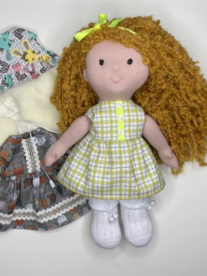 Waldorf doll ready to ship, Red hair handmade textile doll, Christmas gift for a girl, Organic eco friendly Stainer doll