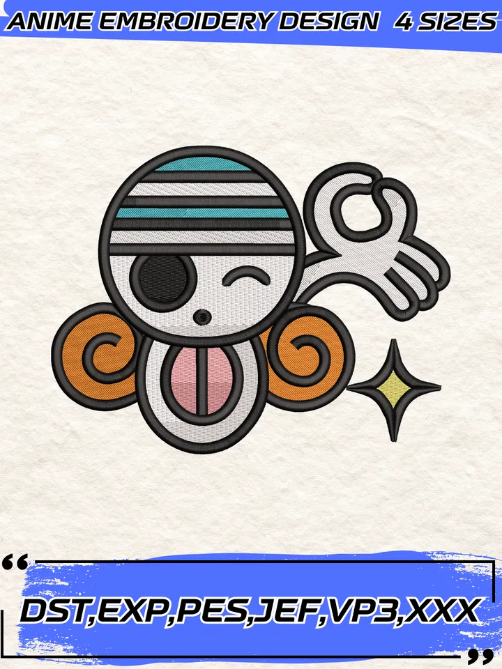 Nami Jolly Roger Embroidery Design,One Piece Anime Embroidery Design,4 Sizes,Instant Download