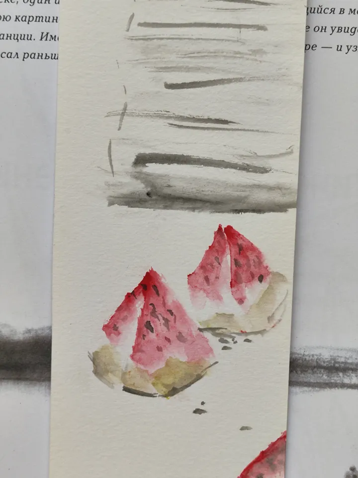 Handpainted bookmark.Watermelon.Original art