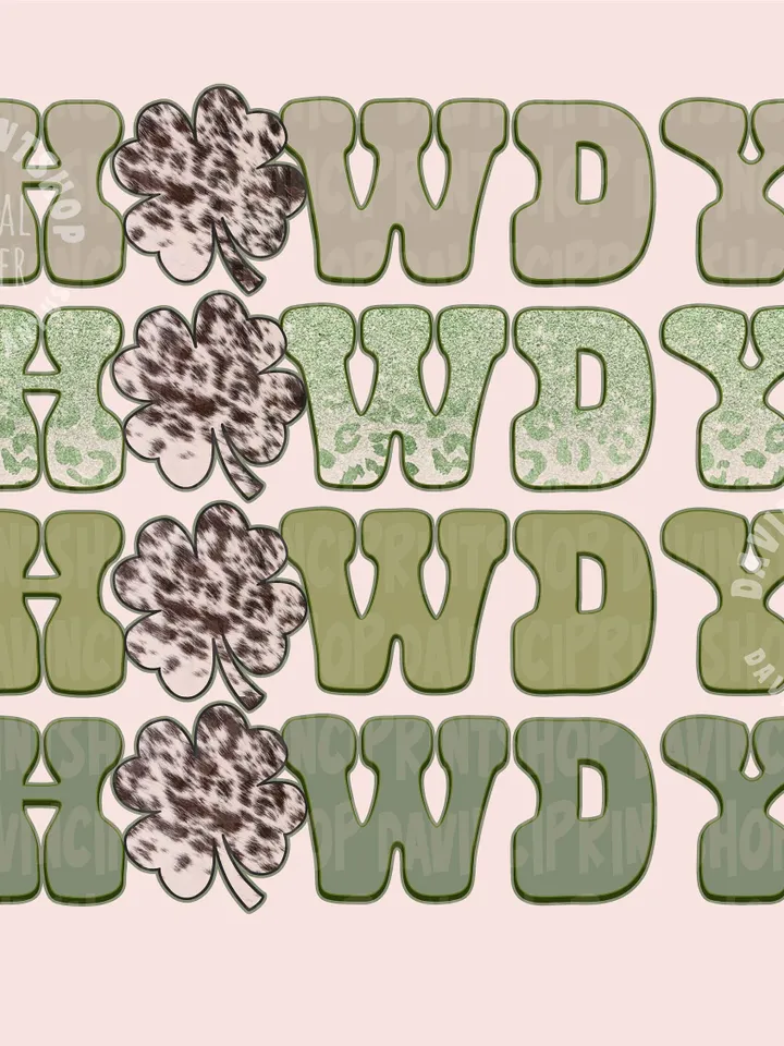 Howdy Howdy Howdy St. Patrick’s Day Western PNG sublimation design download, st patricks day cowhide png, png for st Patrick’s day, western