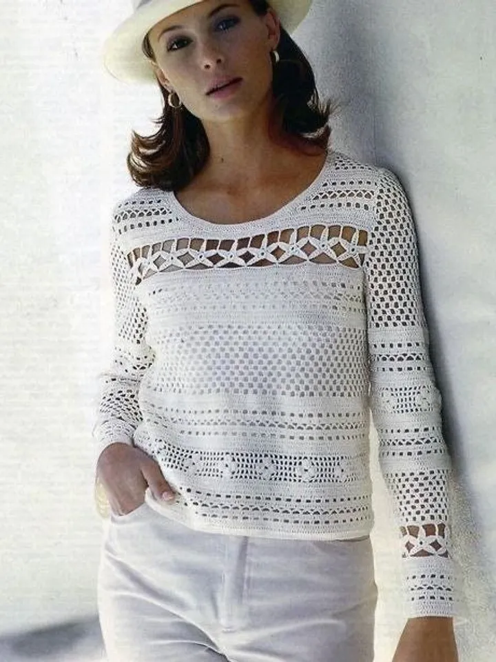 Pullover crochet pattern, summer sweater crochet pattern , women sweater pdf