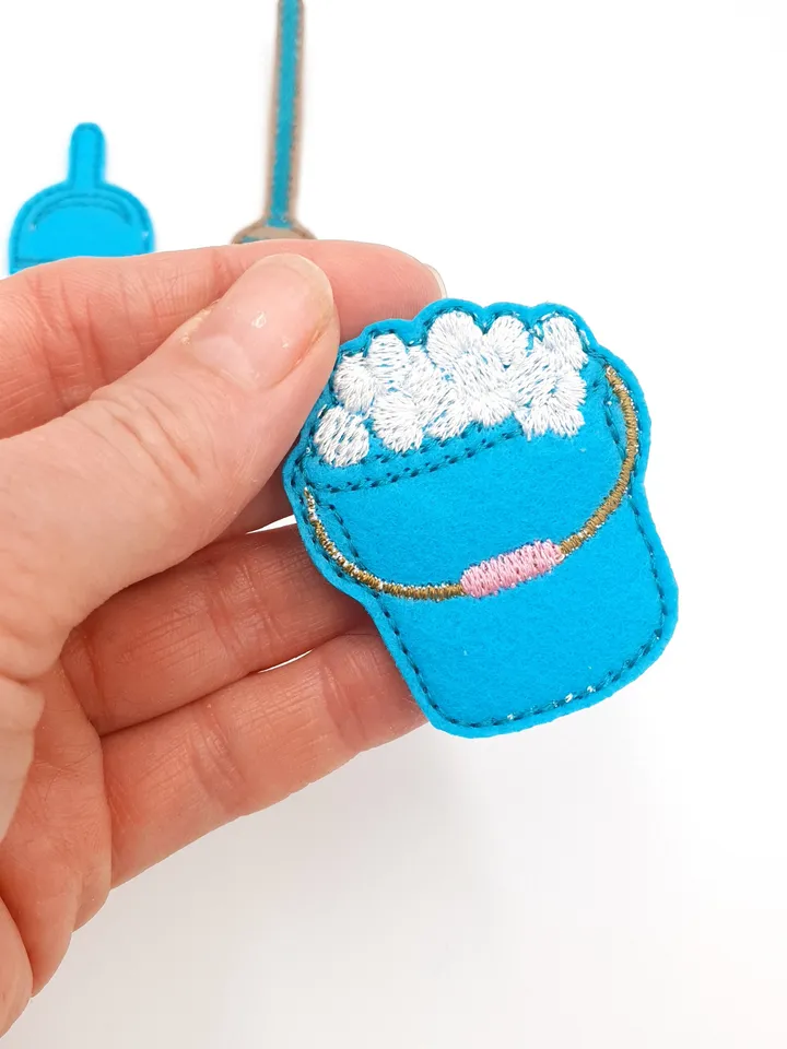 Dollhouse Cleaning Set ITH Embroidery Design, Miniature Felt Broom Dustpan Bucket Pattern 4x4 Hoop, Pretend Play Toy File