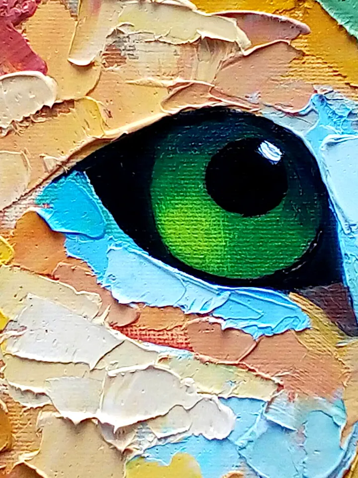 Lion Painting Abstract Original Art Animal Rainbow Wall Art Impasto Painting On Canvas Colorful 16" x 24" By Colibri Art