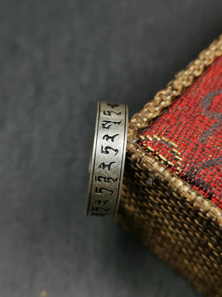 Gandhanra Unique Handcrafted Tibetan Silver Ring | Amitayus Ring and Mantra | Adjustable Size | Protection Jewelry | Spiritual Gift