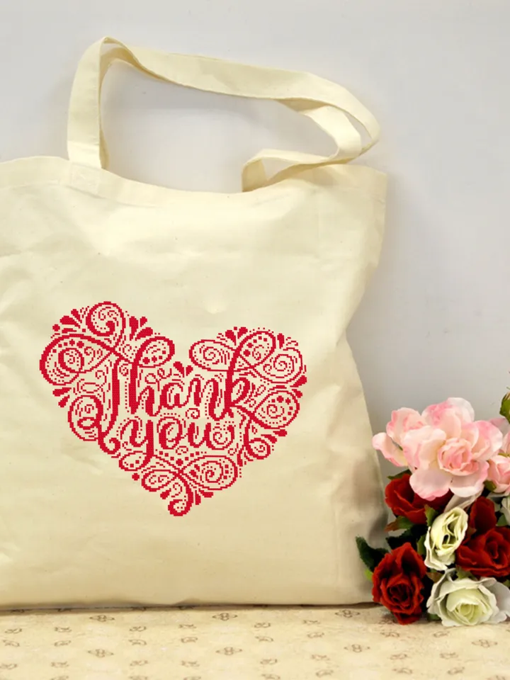 Heart thank you cross stitch pattern PDF download Heart mandala cross stitch chart, Heart embroidery digital PDF, Quote cross stitch #M233