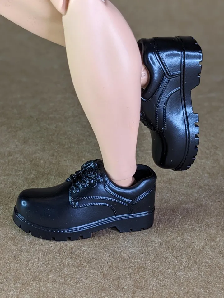 Classic black hiking low boots for 1/6 scale male dolls