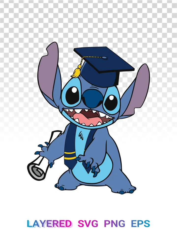 Stitch Graduation SVG, Disney Graduate PNG Cricut Clipart