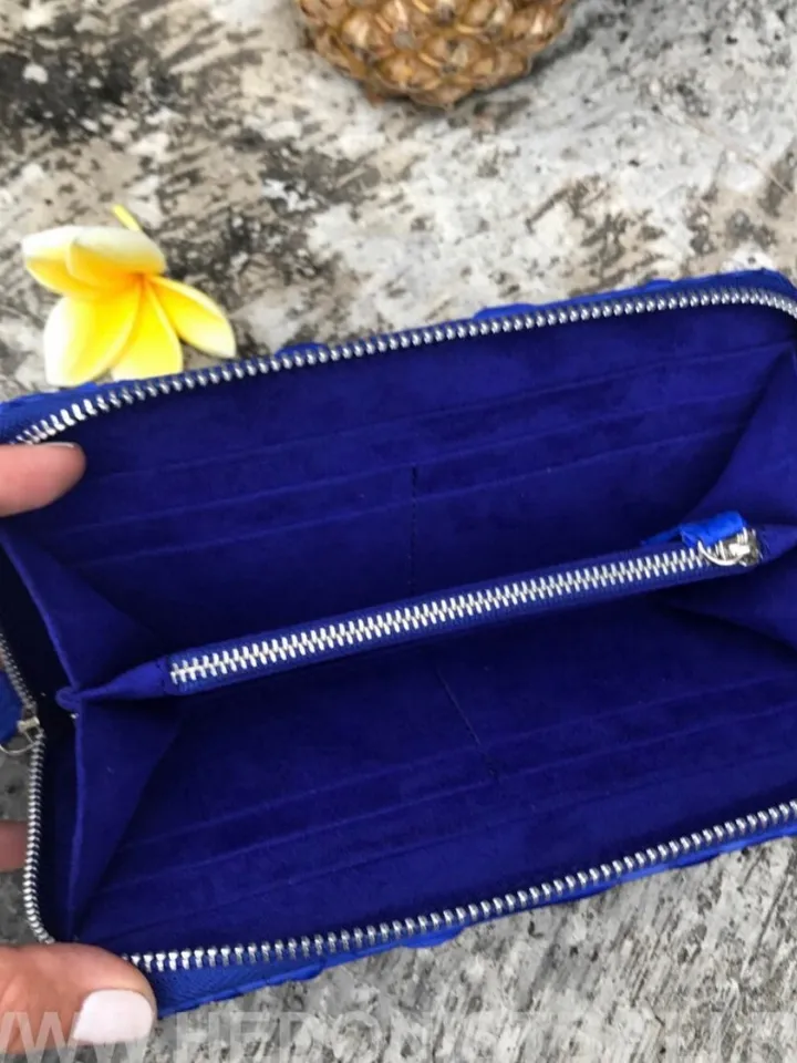 Wallet genuine python skin electic blue color, women wallet, leather lady wallet, classic zip wallet, designer wallet handmade, money wallet