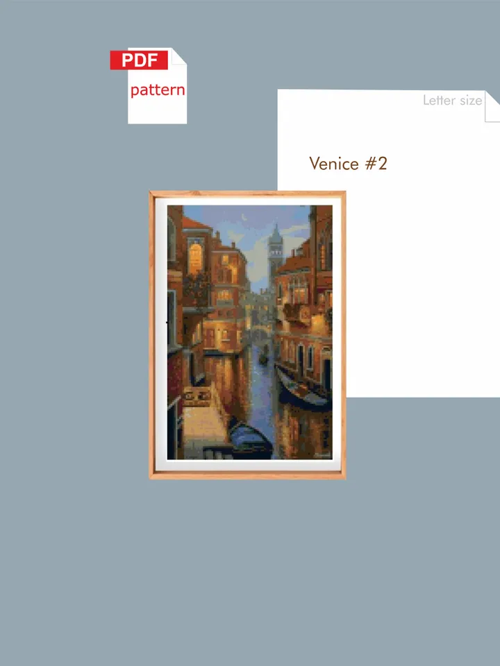 Embroidery cross stitch chart Venice #2 PDF pattern Printable