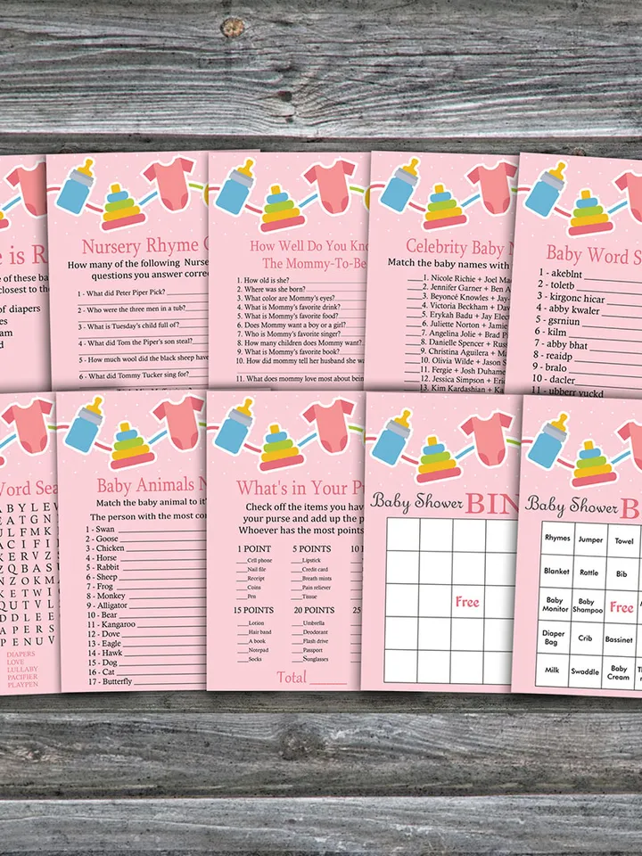Baby toys baby shower games bundle,Baby toys theme Baby Shower games package,Fun Baby Shower Games,9 Printable Games-316