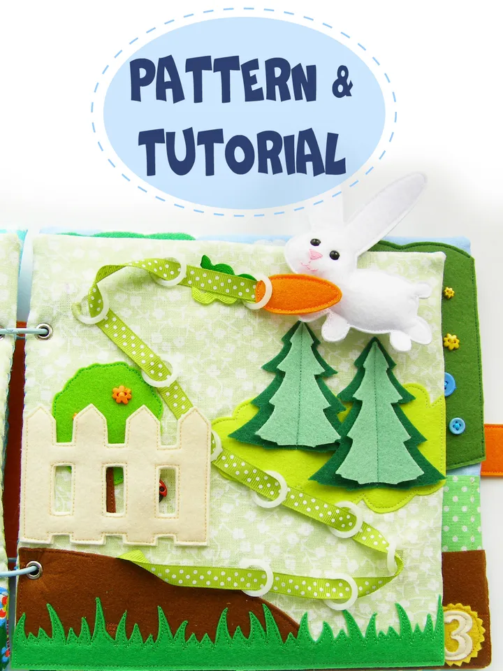 Quiet book page, Rabbit lacing, Pattern and Tutorial, SVG files